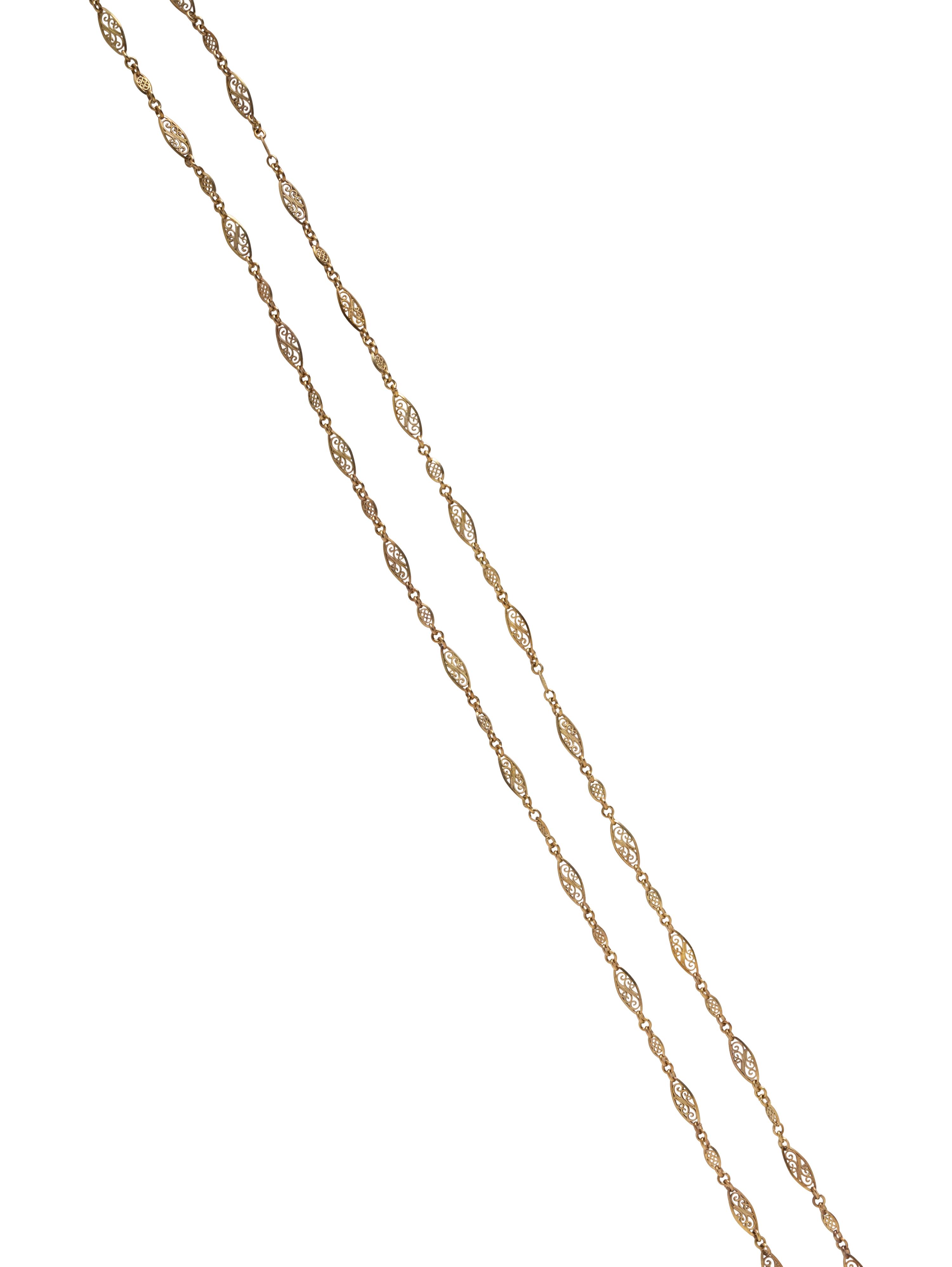 YELLOW GOLD FILIGREE CHAIN NECKLACE