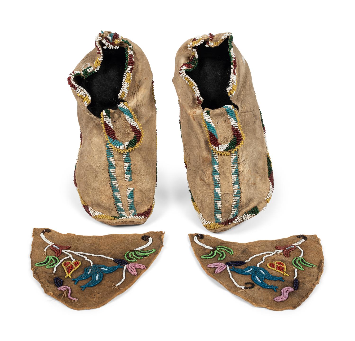 Apache Beaded Hide Moccasins PLUS A Pair of Plateau Vamps