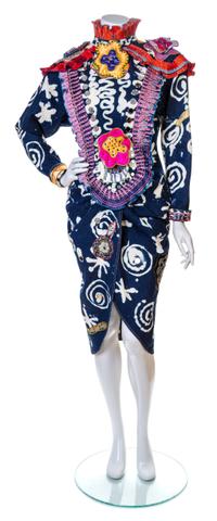 A Zandra Rhodes Denim Print Dress, Size 8.