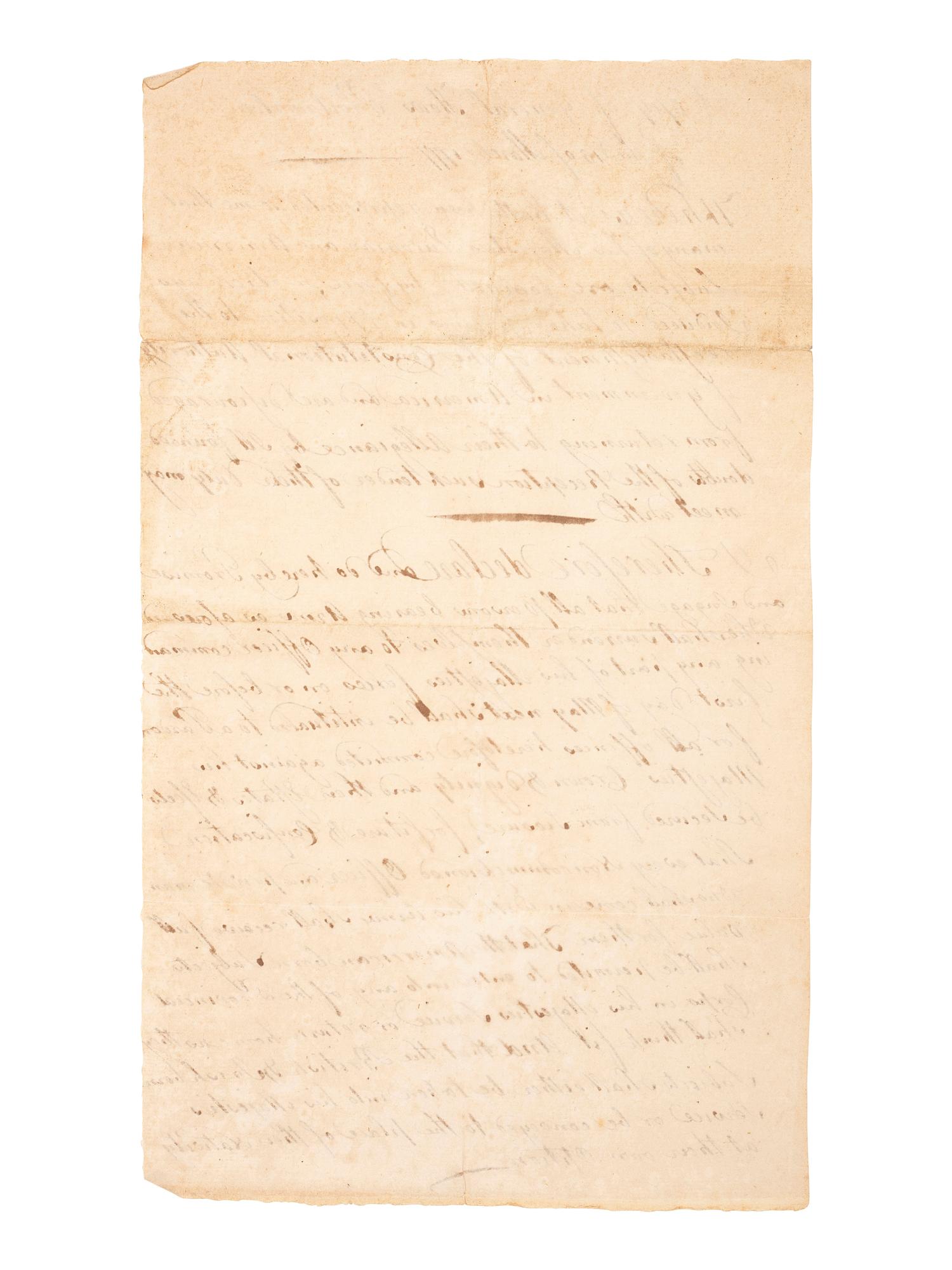 [REVOLUTIONARY WAR]. HOWE, General William (1729-1814). "Copy of General How's [ sic ] Proclamation of the 15 of March 1777" offering pardons to Continental Army soldiers who disarm and join the Loyalist cause. N.p., [1777].
