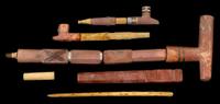 Group of four carved and decorated Sioux Catlinite pipes first half 20th century