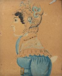 A Group of Two Portrait Miniatures and Two Silhouette Pictures