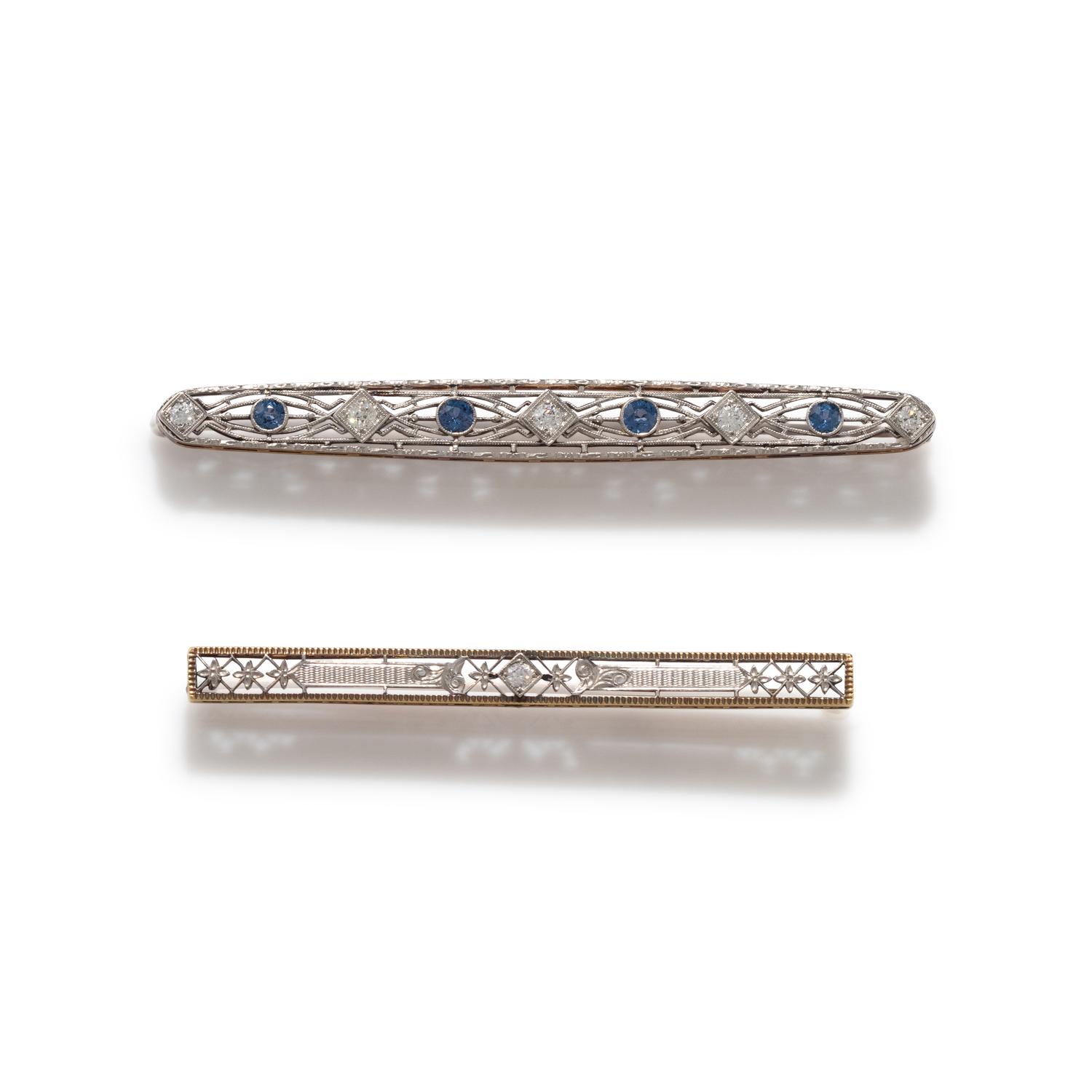 COLLECTION OF ANTIQUE DIAMOND BAR BROOCHES