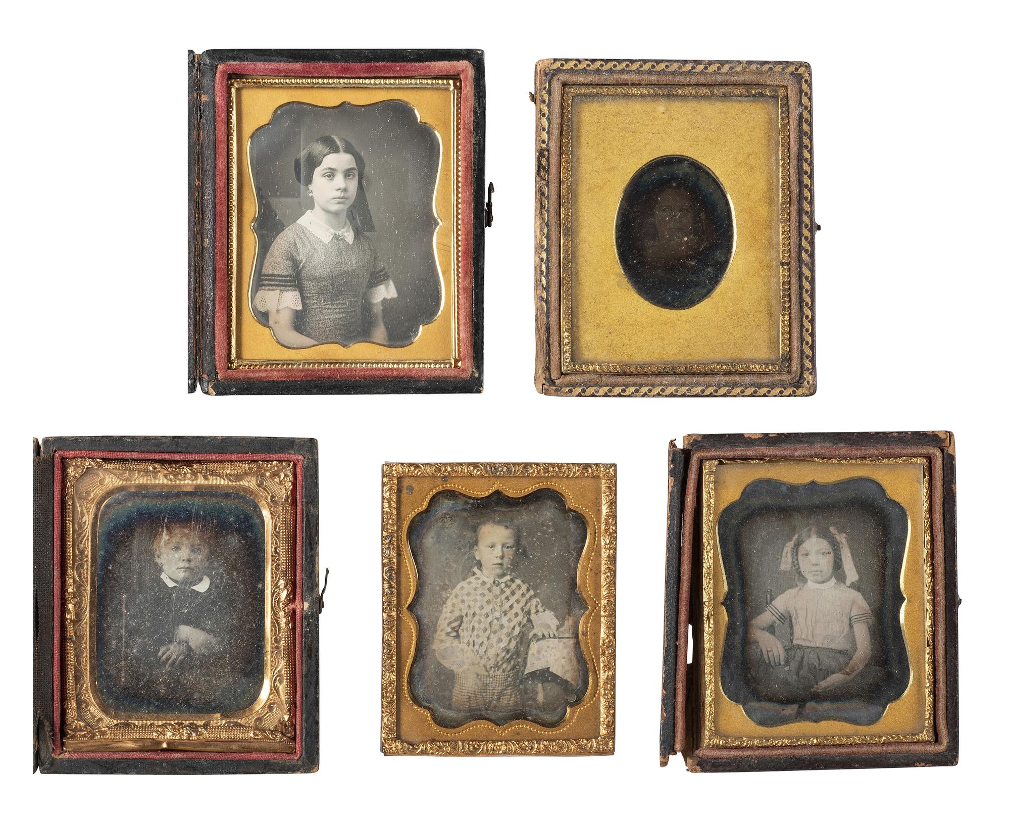 [EARLY PHOTOGRAPHY]. 29 quarter plate and ninth plate daguerreotypes of children.