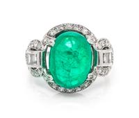 A Platinum, Emerald and Diamond Ring, 3.90 dwts.