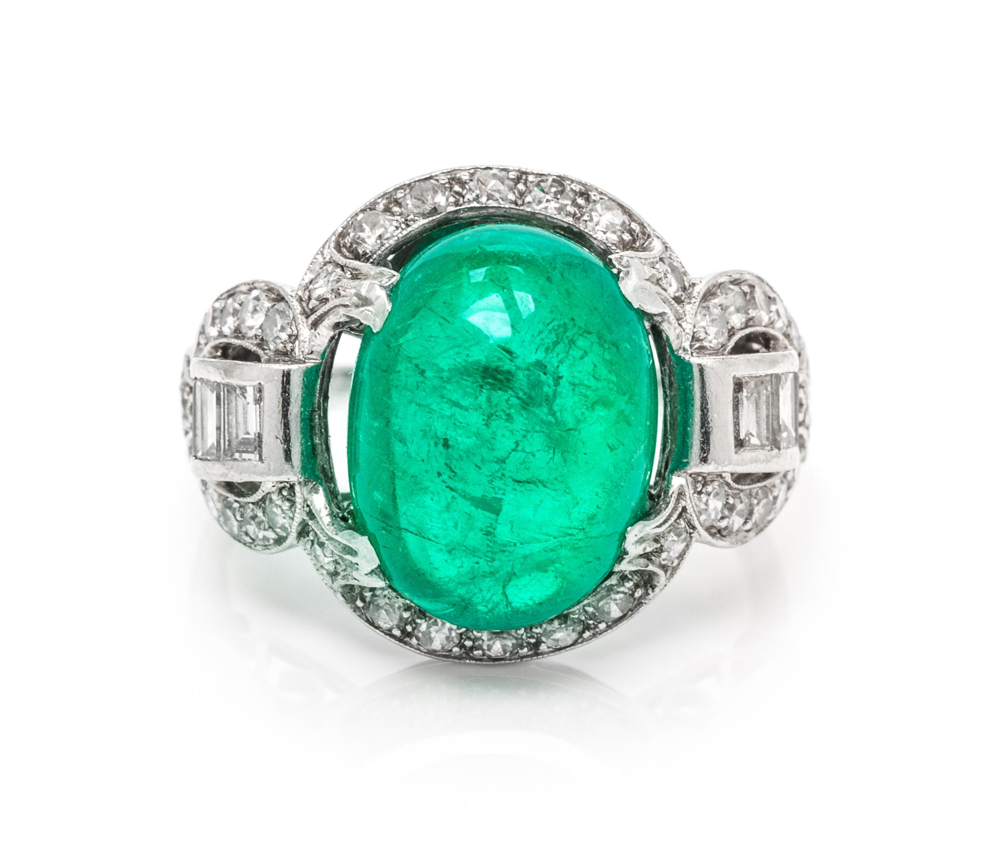 A Platinum, Emerald and Diamond Ring, 3.90 dwts.