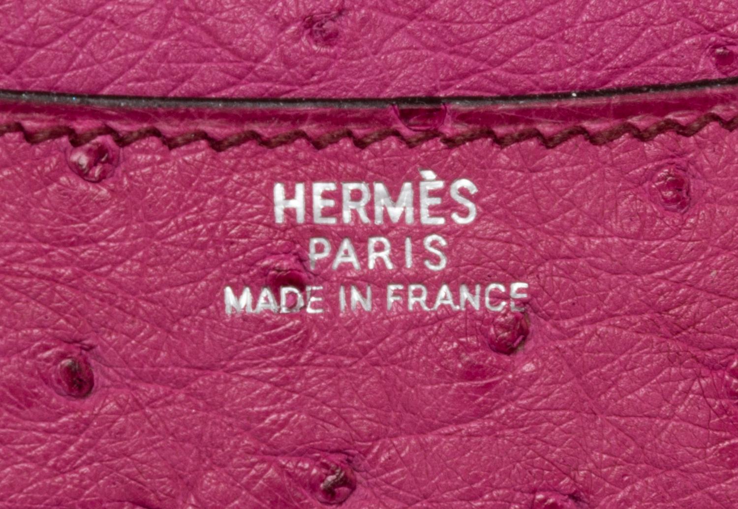 An Hermes Fuschia Ostrich Leather GM Agenda, 3.5" x 5".