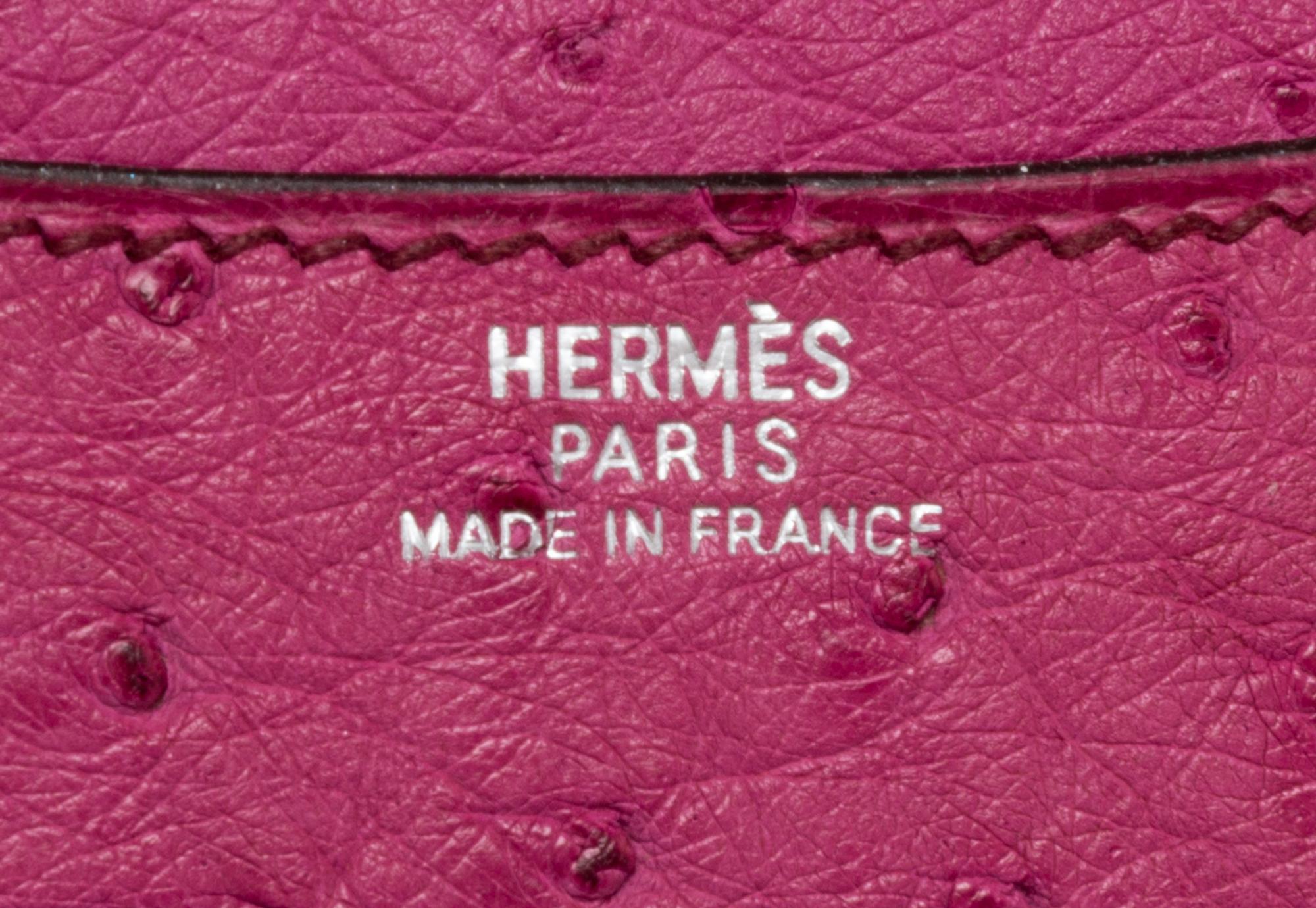 An Hermes Fuschia Ostrich Leather GM Agenda, 3.5" x 5".