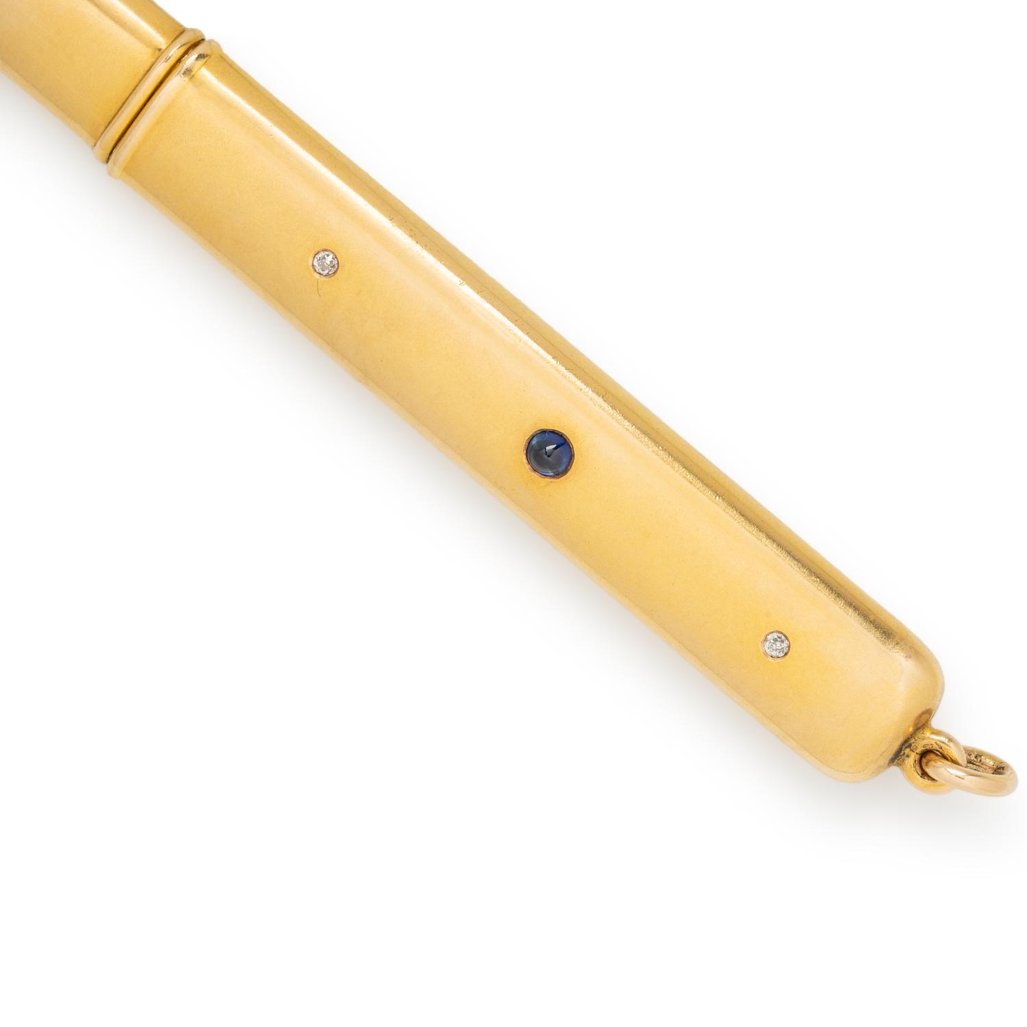 John Jacob Astor IV's Battin & Co., Yellow Gold, Diamond, and Sapphire Pencil Case