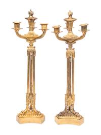 A Pair of French Gilt Bronze Four-Light Candelabra
