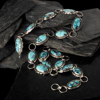 Nancy Custer (Diné, 20th century) — Sterling Silver and Turquoise Link Concha Belt