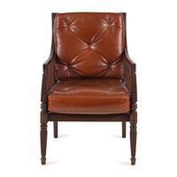 An English Mahogany and Caned Library Bergère