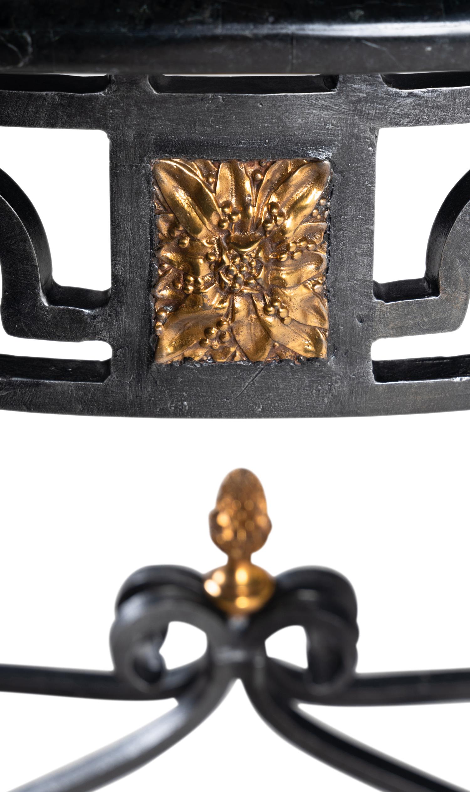 A Gilt Metal and Steel Marble-Top Console Table