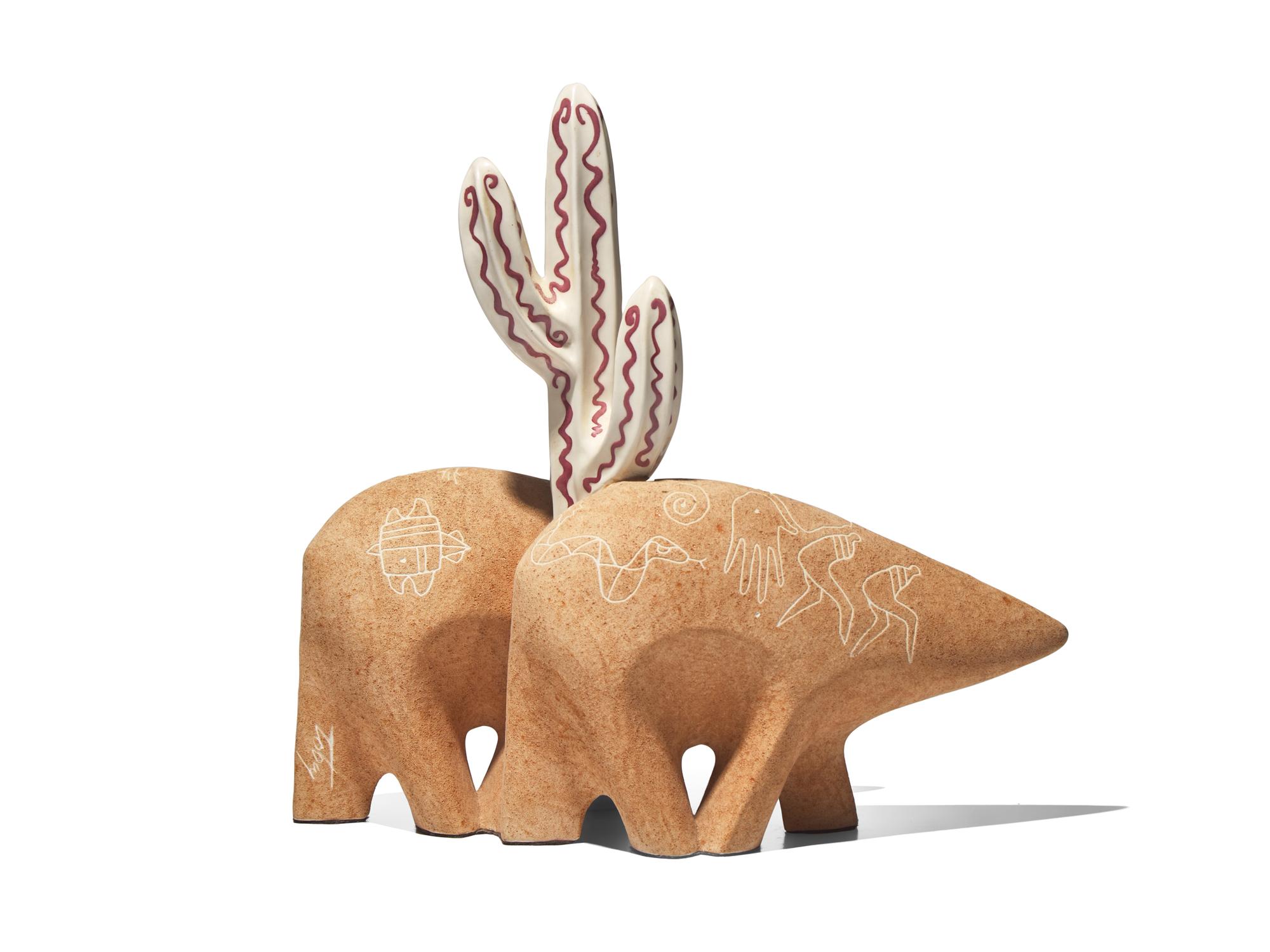 Two Bears with Cactus