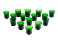 A Set of Fifteen Hermès Attelage Green Glass Tumblers