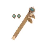 VICTORIAN, BLACK OPAL AND YELLOW GOLD DEMI PARURE