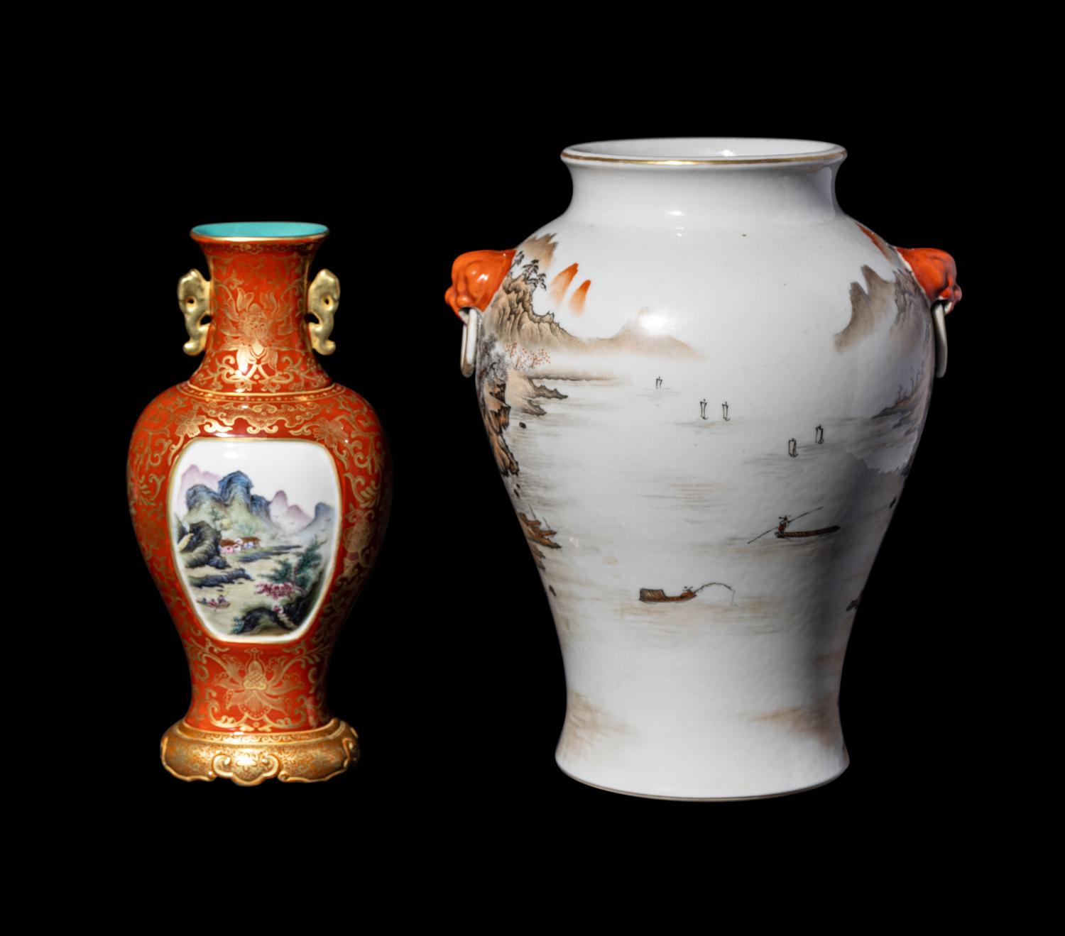 Two Chinese Porcelain 'Landscape' Vases