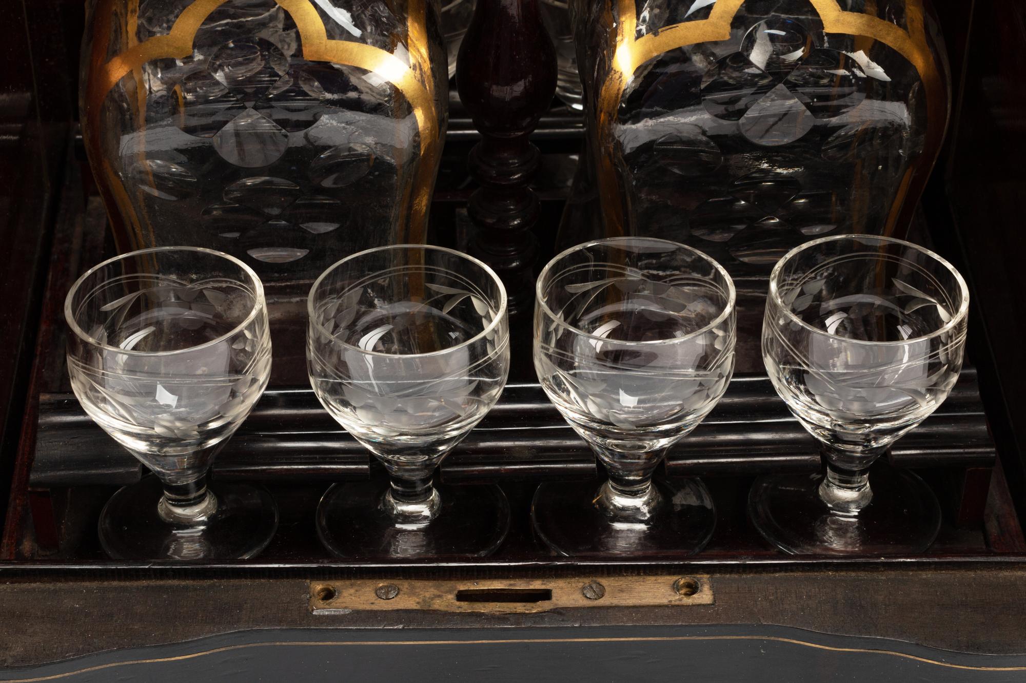 A Napoleon III Brass Inlaid Ebonized Cave à Liqueur