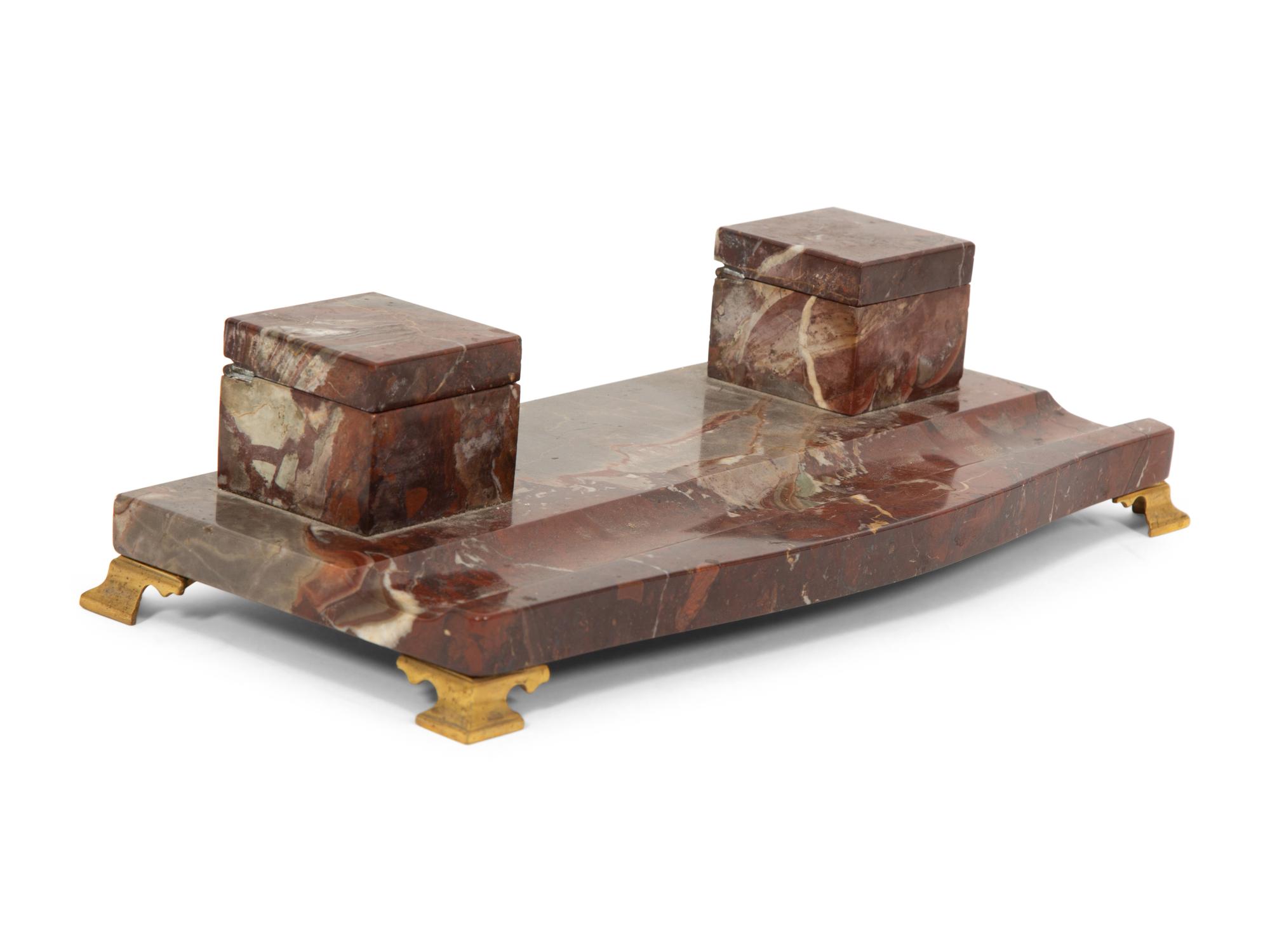 A German Rouge/Grey Marble Standish