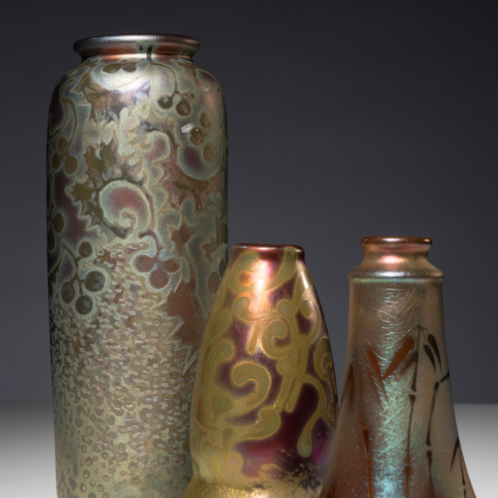 Group of 3 Luster-glazed vases
