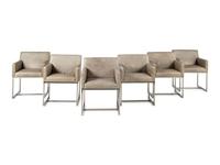 A Set of Six Contemporary Leather-Upholstered Armchairs