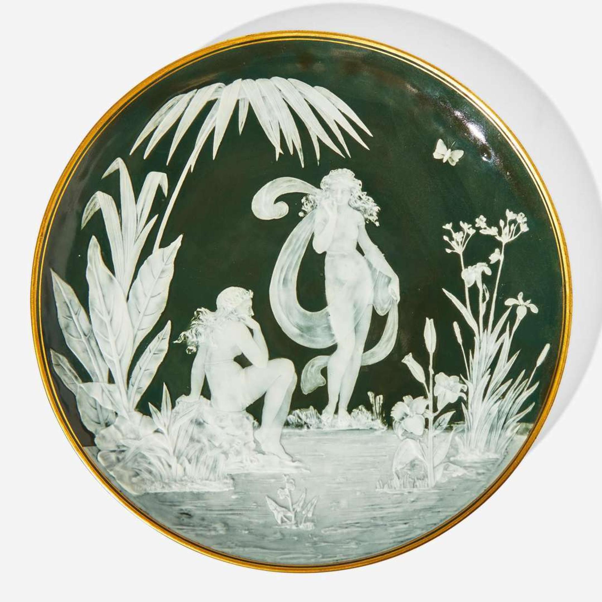 A pate-sure-pate porcelain plate Frederick Schenk (English, 1849-1908), George Jones & Sons (1873-1957), England, circa 1880