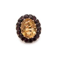 CITRINE AND GARNET RING