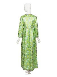 Oscar de la Renta, Green Metallic Jacquard Gown, 1969