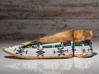 Cheyenne Beaded Buffalo Hide Moccasins