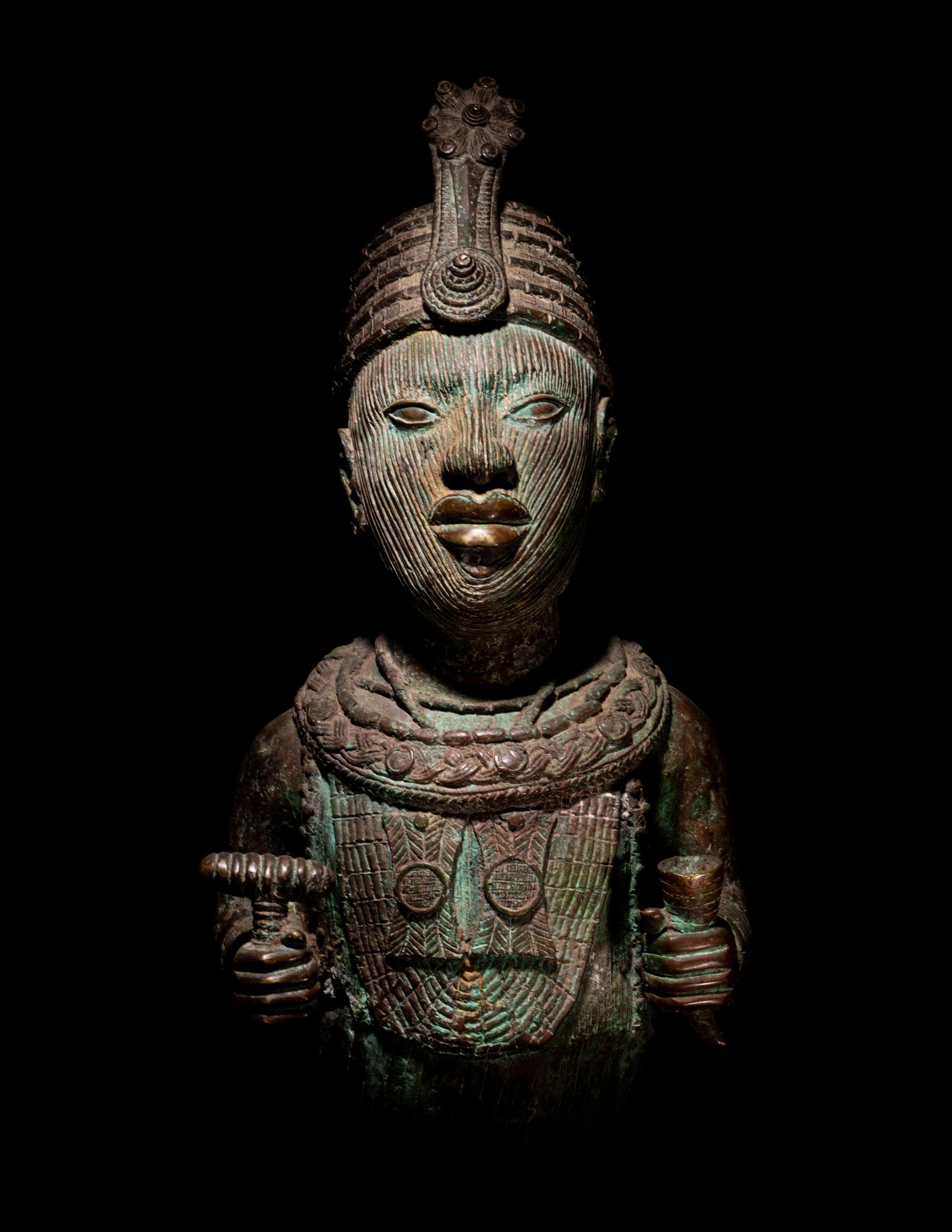 A Benin Style Bronze Bust of an Ife Ruler