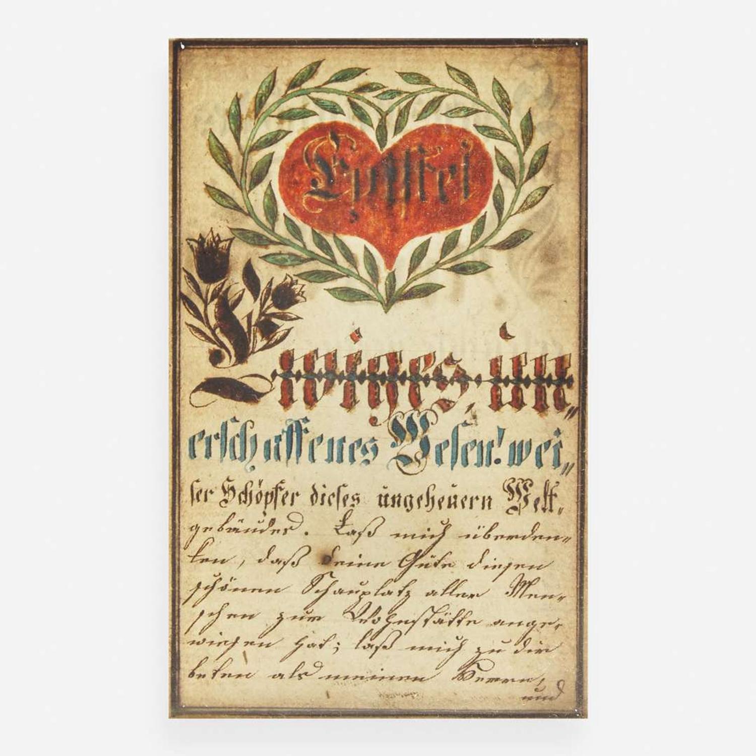 Two Fraktur drawings with Christian devotional text for the Sussel Family; 19th century