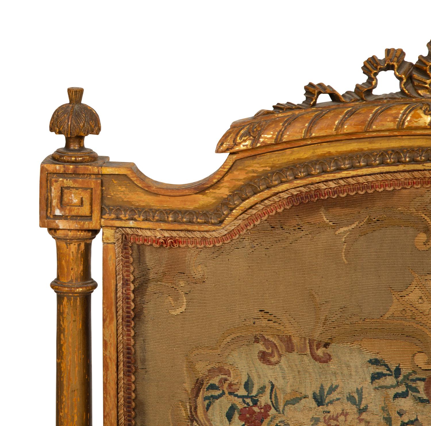 A Louis XVI Style Giltwood Fire Screen with Tapestry Panel
