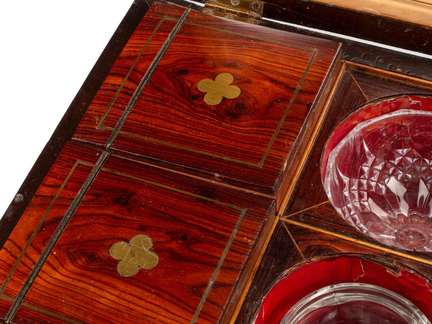 A Regency Brass Inlaid Tulipwood Tea Poy