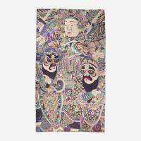 A very large and unusual Chinese silk-embroidered tapestry 巨幅京剧人物挂毯 Late Qing dynasty ??