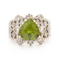 Hubert, Peridot, Diamond, and White Gold Ring