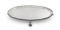 An English Silver Salver, Robert Jones I, London, 1774, raised on paw feet.