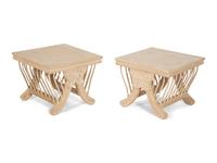 A Pair of Balinese Carved and Cerused Side Tables