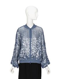 Brunello Cucinelli, Open-Knit Sequin Bomber Jacket