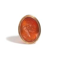 A Silver and Carnelian Stamp with a Male Portrait Bust, After the Antique