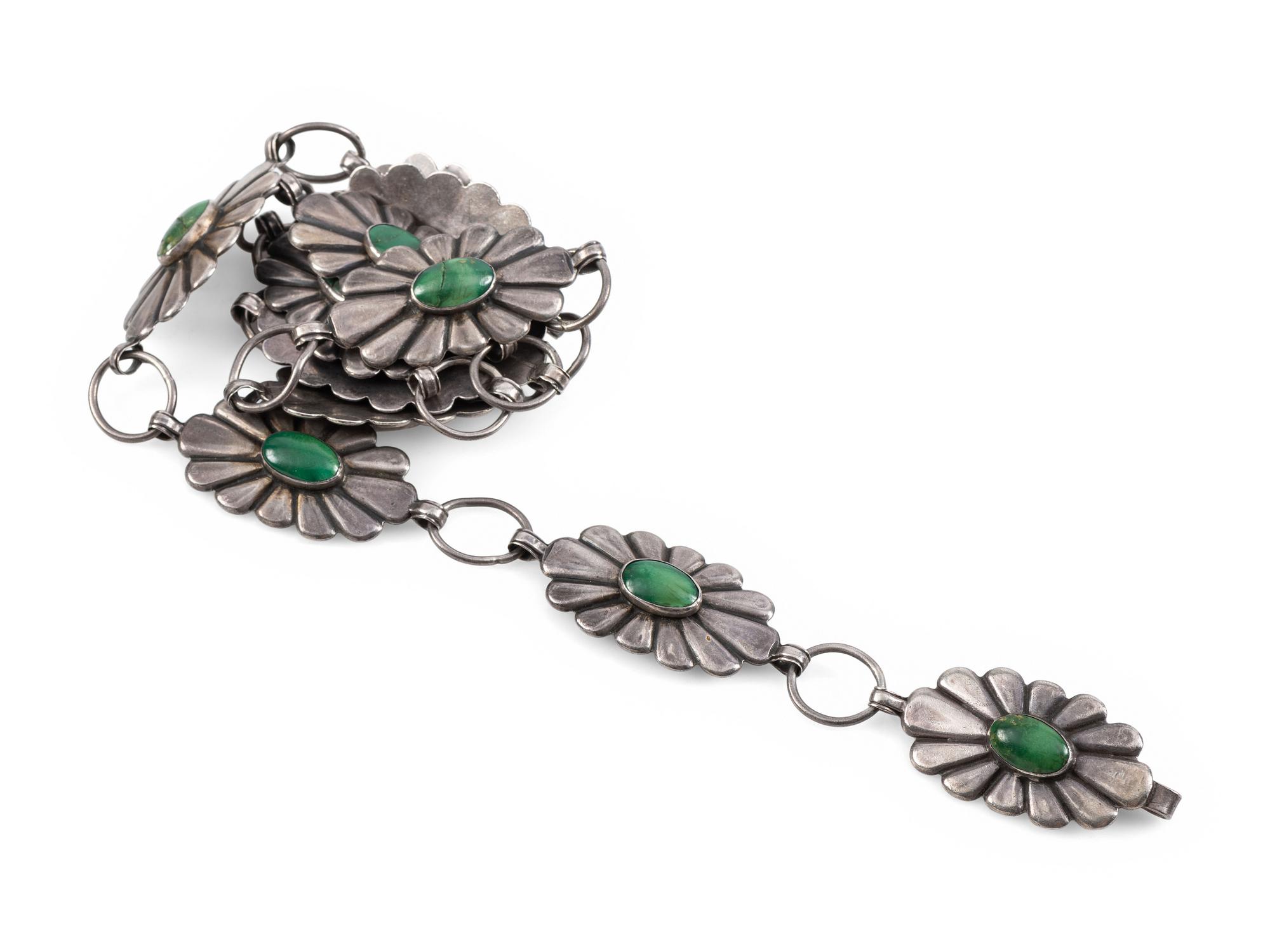 Petite Navajo Silver and Turquoise Link Concha Belt