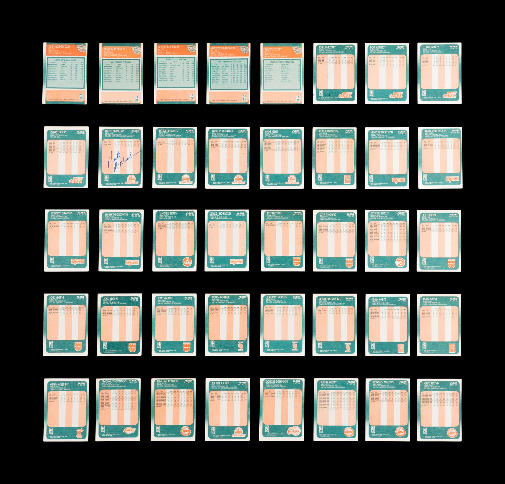 A Collection of 1988 Fleer Signed Autograph Basketball Cards (52)