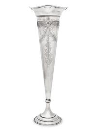 An American Silver Reticulated Trumpet Vase