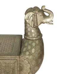 A South-East Asian Pressed Metal Bench with Elephant Form Ends — 20th Century