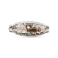 ART DECO, DIAMOND AND GEMSTONE BROOCH