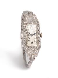 GLYCINE, PLATINUM AND DIAMOND WATCH