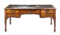 A George III Mahogany Partners' Desk Height 31 1/4 x width 65 1/2 x depth 34 3/4 inches. — 19TH CENTURY