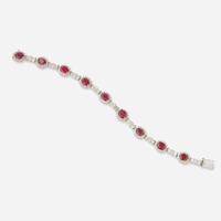 A 14K White Gold, Diamond, and Ruby Bracelet
