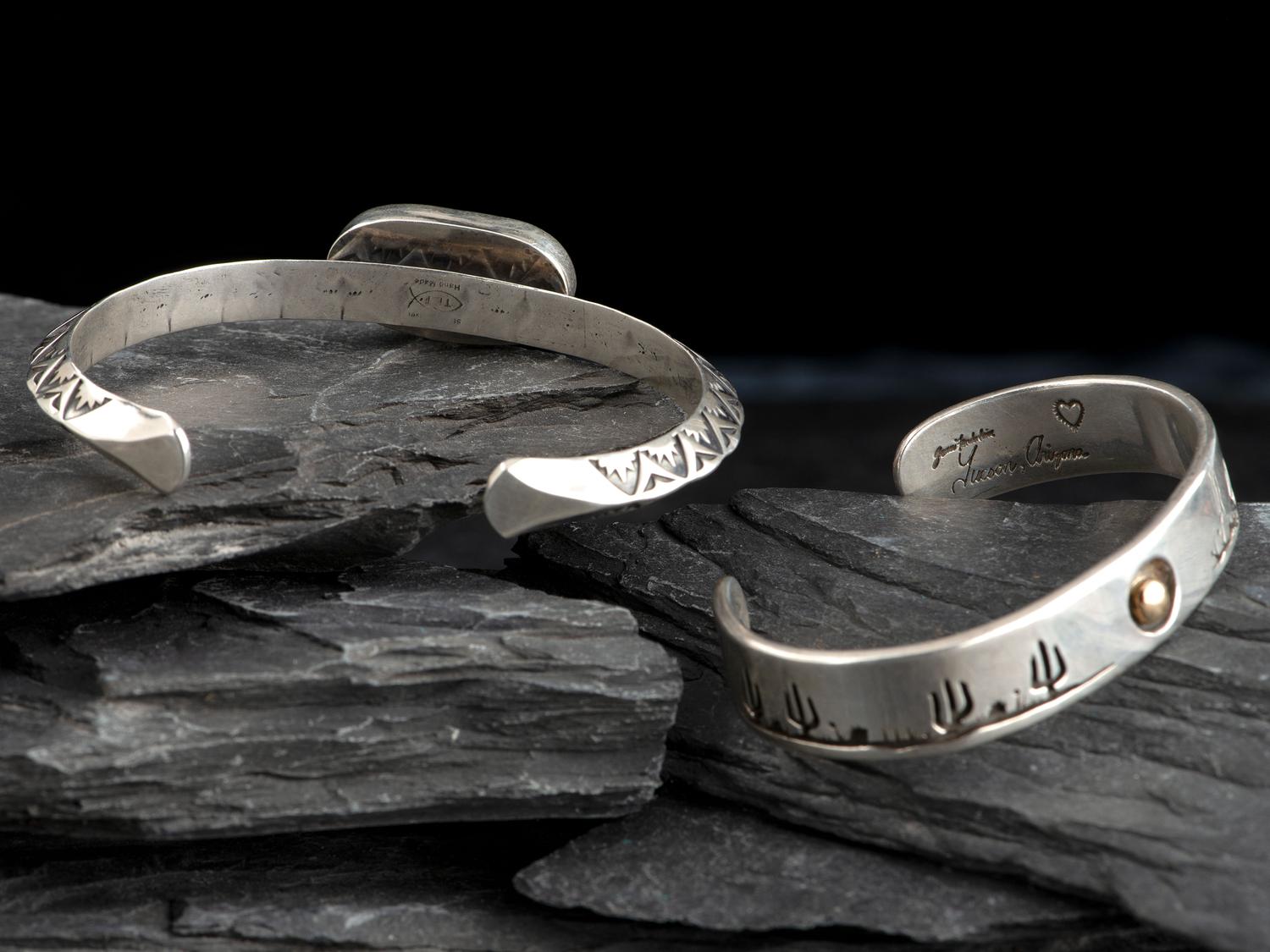 Navajo and Tohono O'odham Cuff Bracelets and Earrings