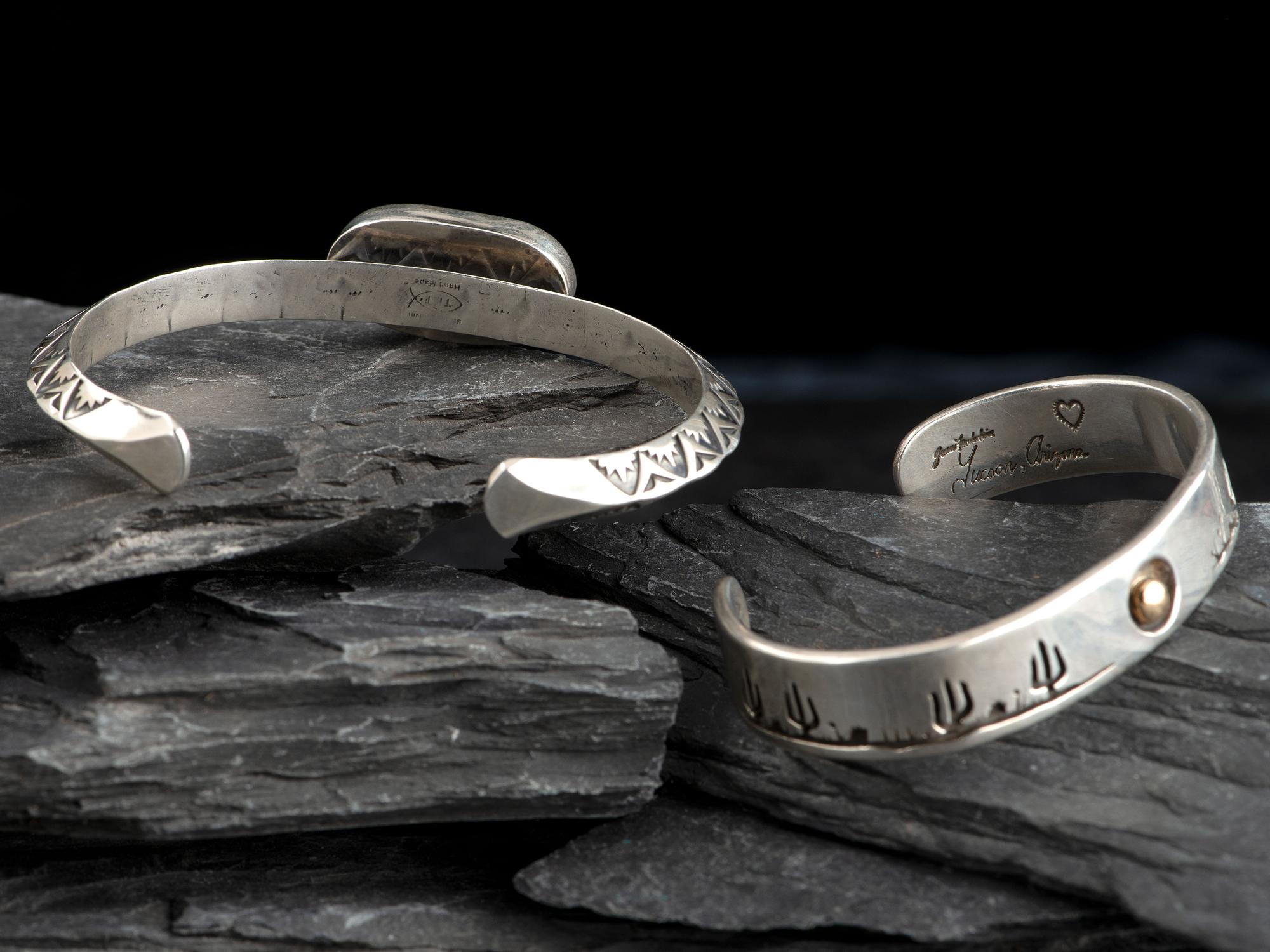 Navajo and Tohono O'odham Cuff Bracelets and Earrings