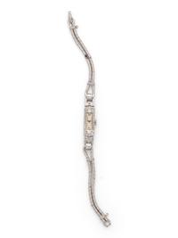 ART DECO, PLATINUM AND DIAMOND WATCH
